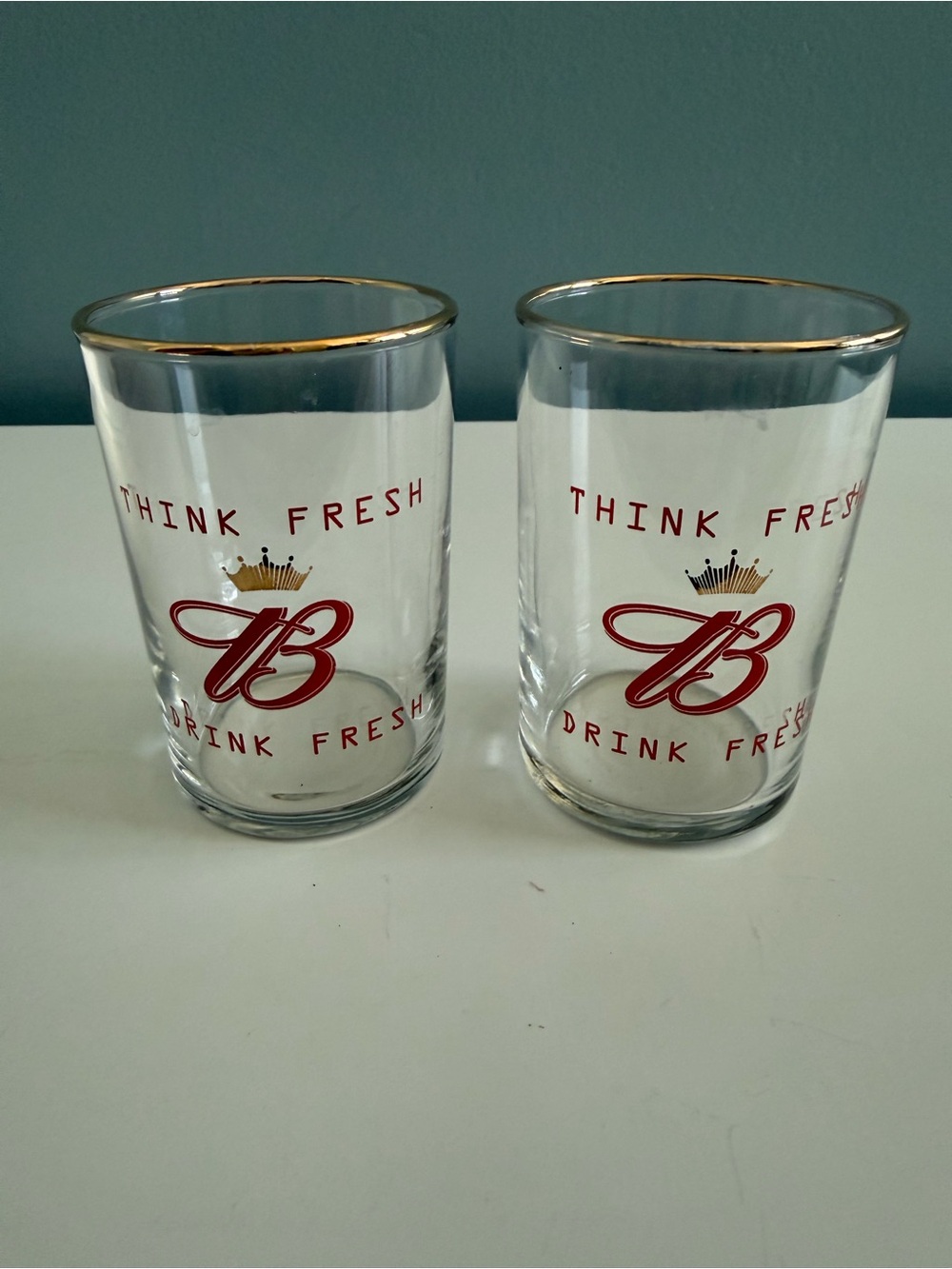 Budweiser Vintage Think Fresh Drink Fresh Drinking Glasses